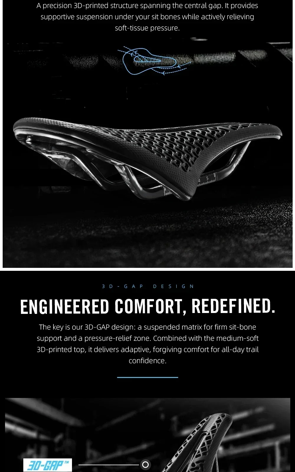 RYET X21 Vollcarbon-Fahrradsattel, 3D-gedruckt, 120-175g, ultraleichter, hochelastischer Schaumstoff, 7x9mm Schienen, Ausschnitt 240x140mm, für Rennrad, MTB, Gravel – Detail 8