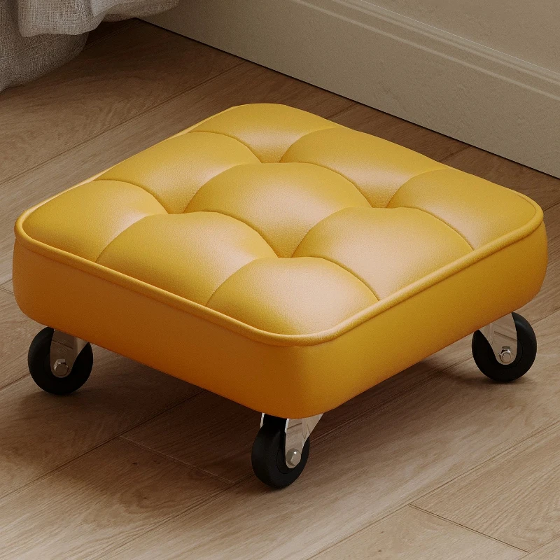 Household Small Stool With Wheels Universal Wheel Bench Living Room Pulley Low Ottoman Movable Stools Footrest Home Furniture