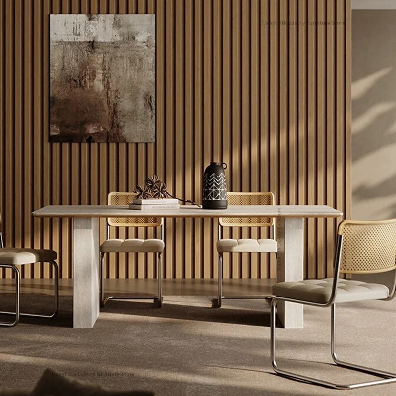 

Обеденный стол в скандинавском минималистичном стиле с каменной столешницей, современный, простой, элитный, для ресторана, кухни, балкона, домашняя мебель FYDT