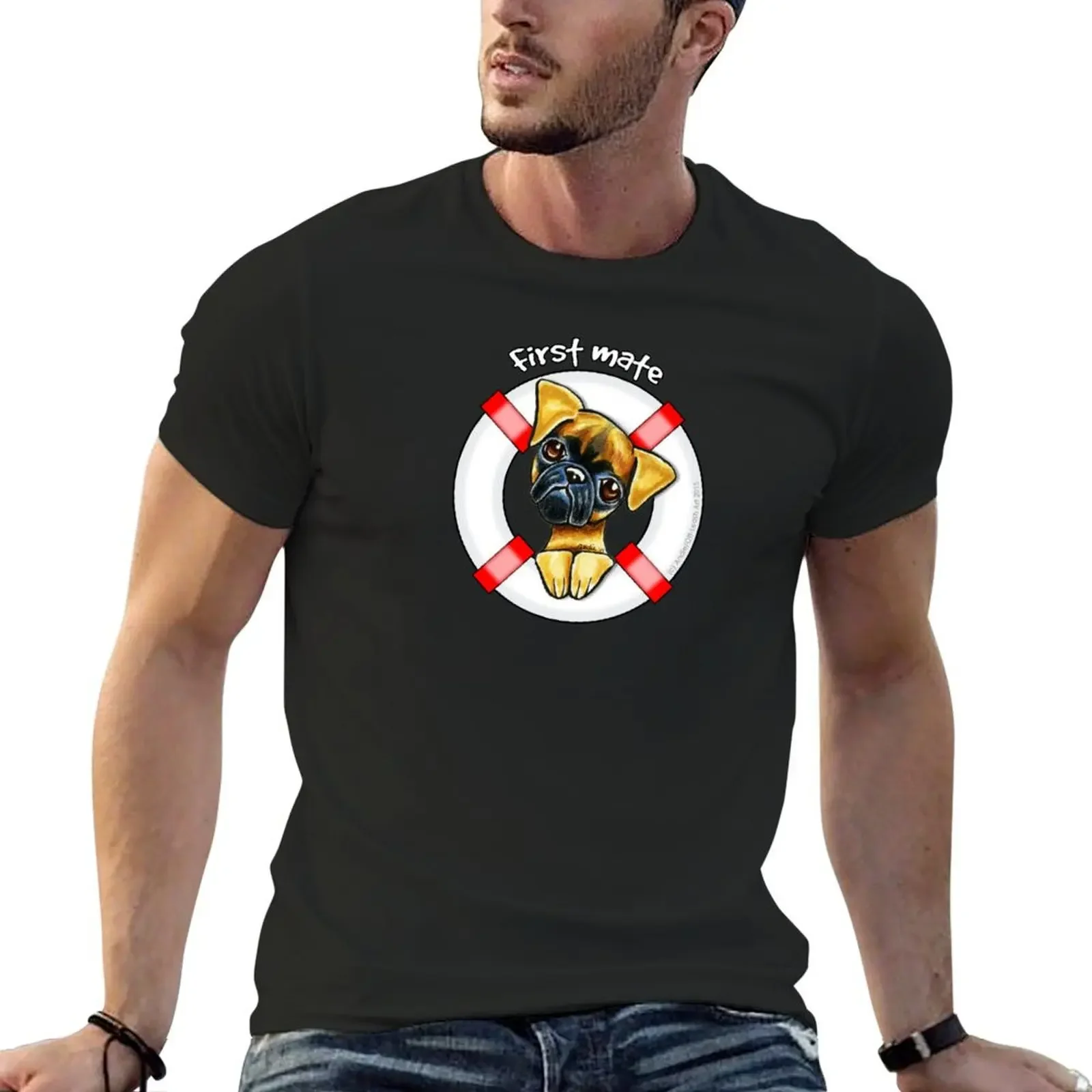 Smooth Brussels Griffon First Mate T-Shirt plus size tops sports fans man clothes mens champion t shirts