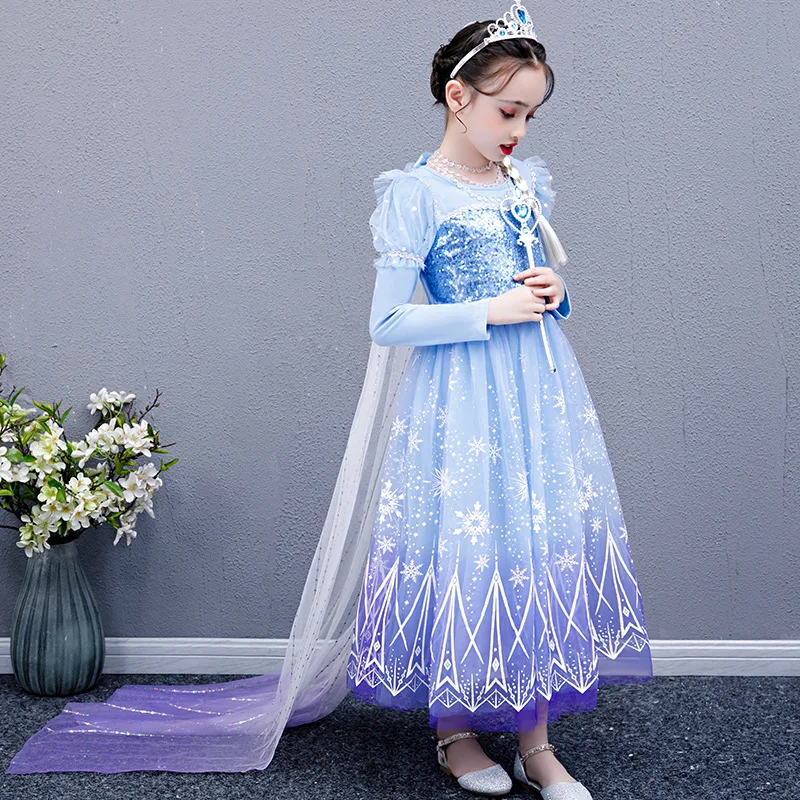 Venda quente festa de aniversário halloween elsa cosplay vestir trajes com acessórios vestido de princesa