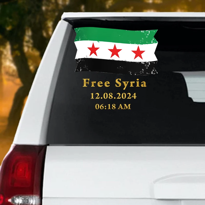 Flaga Syrii z bezpłatnym tekstem Syria, 08/12/2024 Naklejka ścienna Samoprzylepne naklejki do salonu, sypialni, lodówki, okna, samochodu — zdjęcie 6