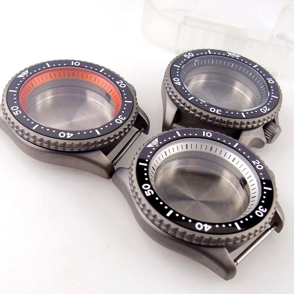 New 41mm SKX Titanium Watch Case for NH34 NH35 NH36 NH37 NH70 NH72 3.8 Crown Orange Chapter Ring 120 click Bezel Sapphire