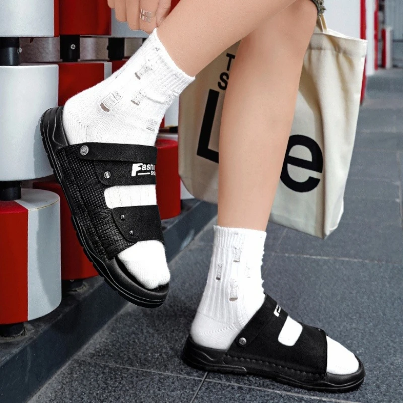 شباشب عصرية جديدة صيفية رائعة للرجال على الموضة، صنادل كاجوال خفيفة الوزن وقابلة للتنفس للاستخدام على الشاطئ والخارج #2