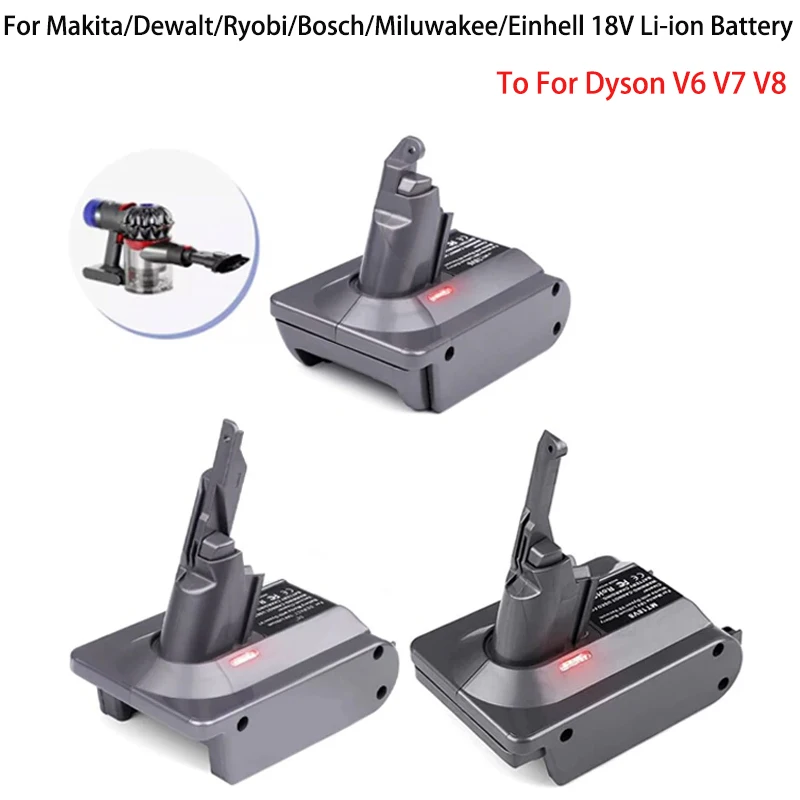 Battery Adapter for Makita/Dewalt/Ryobi/Bosch/Miluwakee/Einhell 18V Li-ion Battery Convert To For Dyson V6 V7 V8 Vacuum Cleaner