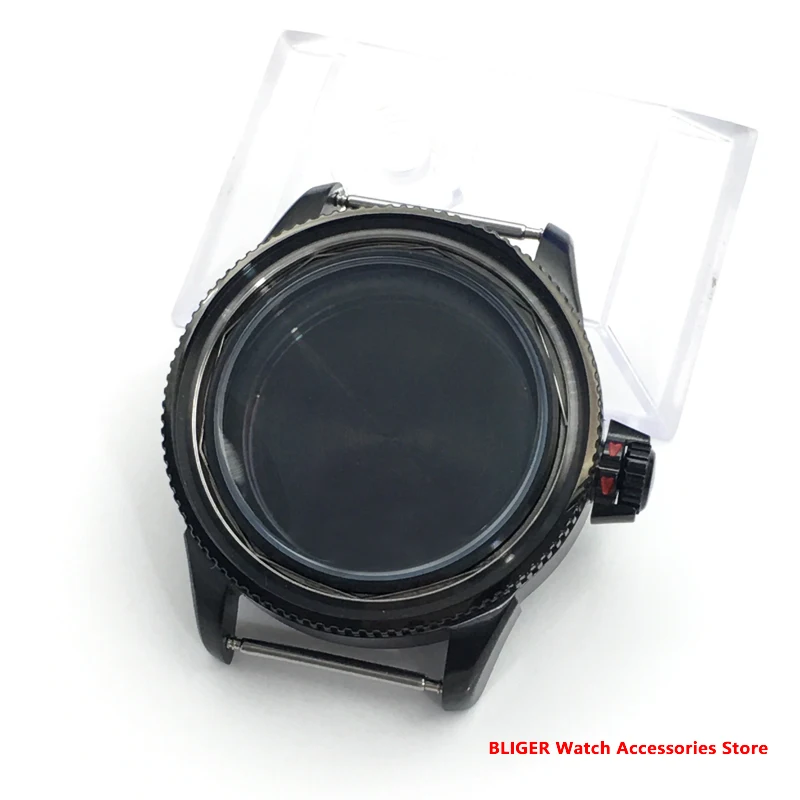 Bliger Original 43mm Automatic Mechanical Men's WatcCaseStainlessSteelSilverBlack Ceramic Bezel Fits Miyota 8215 8205 Movement