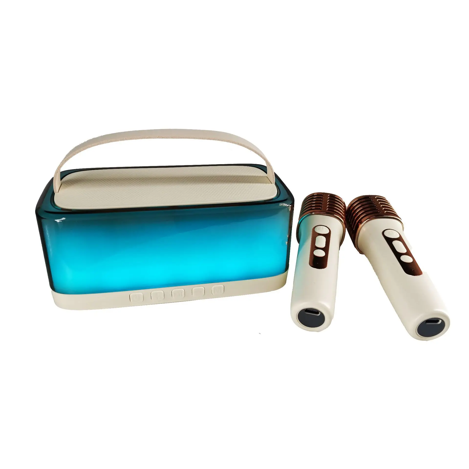 

Handheld cool bluetooth speaker with dual microphones Karaoke artifact [