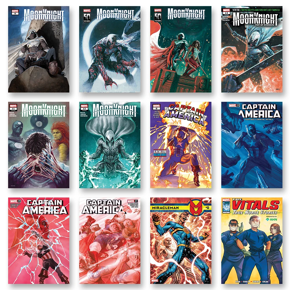 Marvel Comics Poster Mondnacht Leinwand Wand Kunstdruck Wandbild Captain America Anime Dekorative Malerei für Home Room Decor Geschenk