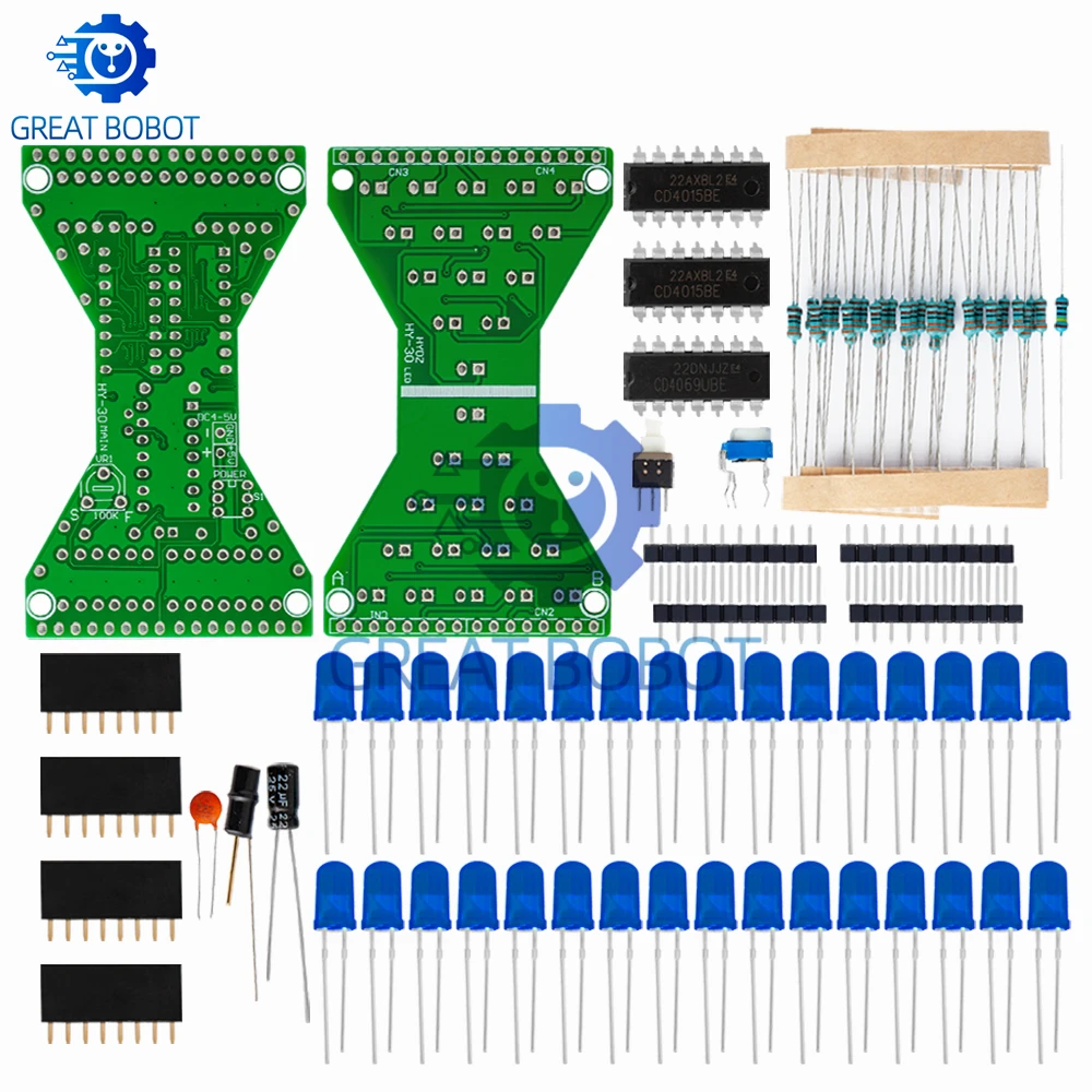 BS DC 5V Red Blue Green LED Electronic Hourglass DIY Kit Speed Adjustable Funny Electronic DIY Kits LED Double Layer PCB Board