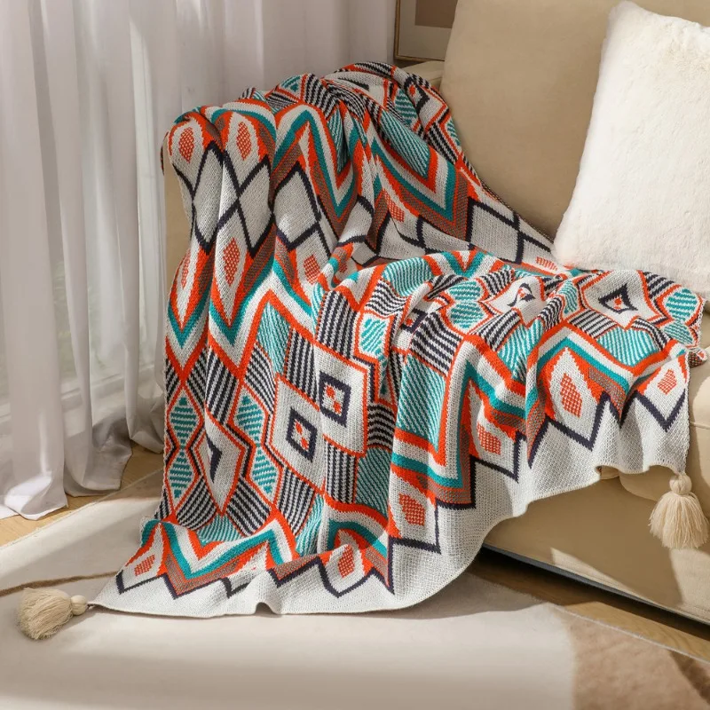 

Bohemian Bliss Blanket: Multi-purpose knitted blanket for sofa, bed and travel - cozy, warm and stylish all-season blanket!