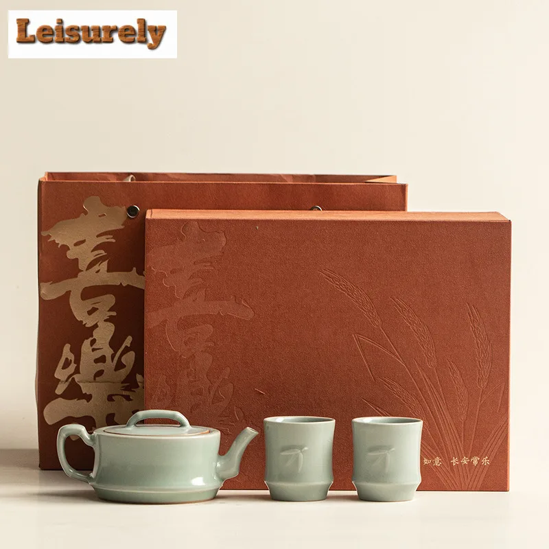 

Azure Ru Kiln Tea Set Complete Set Luxury Set Of Cups Gaiwan Tea Ceremony Set Tea Maker Teapot And Tea Cup Set Tableware Gift
