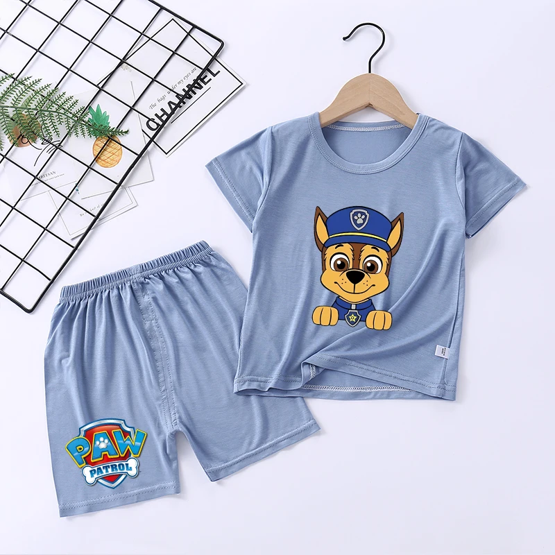 Paw Patrol Pajamas for Children Kawaii Cartoon Print Pajamas Set Children Summer Casual Clothing Cute Boys Girls Home Clothes