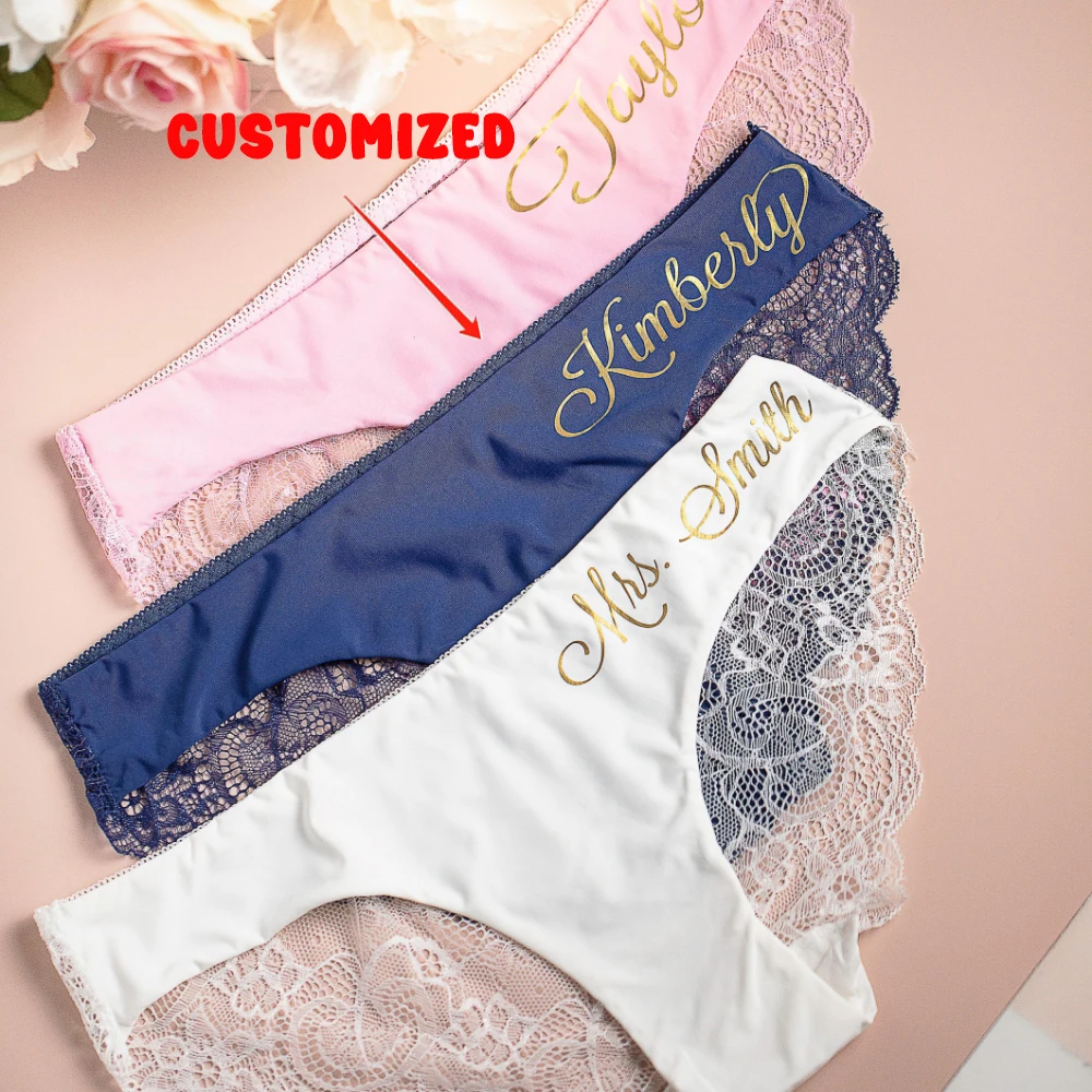 Personalized gift for her Bride Panties Lace Wedding Underwe