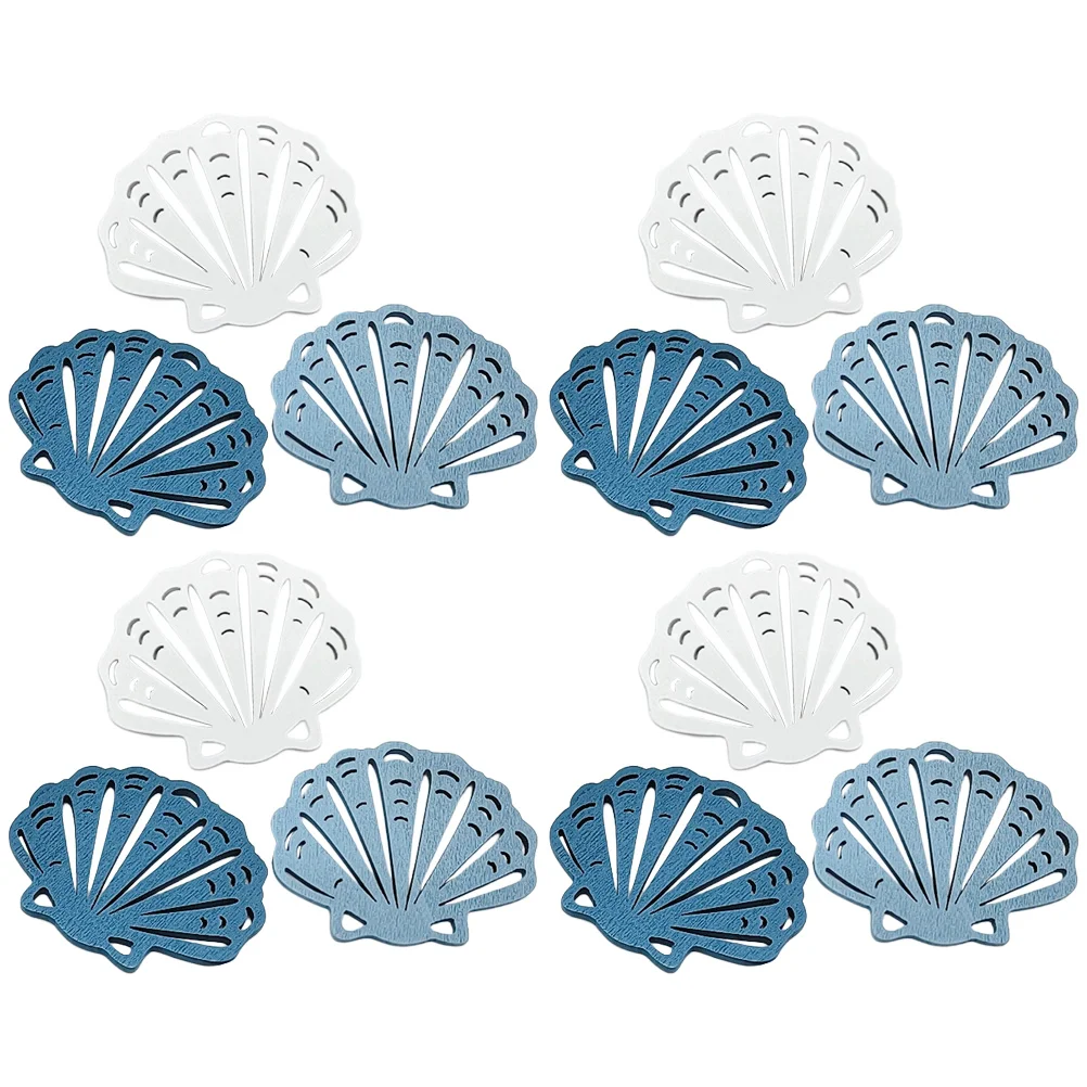 

12 Pcs Wooden Coastal Adornment Ocean Style Nautical Home Decor Rustic Shell Wall Art Beach Scallop nament Wind Chimes Hanging