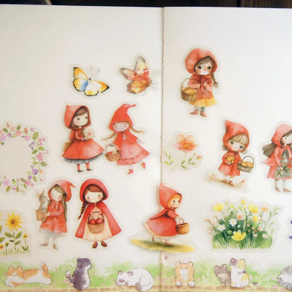 

15pcs Fairy Tale Girl Grandma Wolf PVC Sticker Scrapbooking DIY Gift Label Decoration Tag