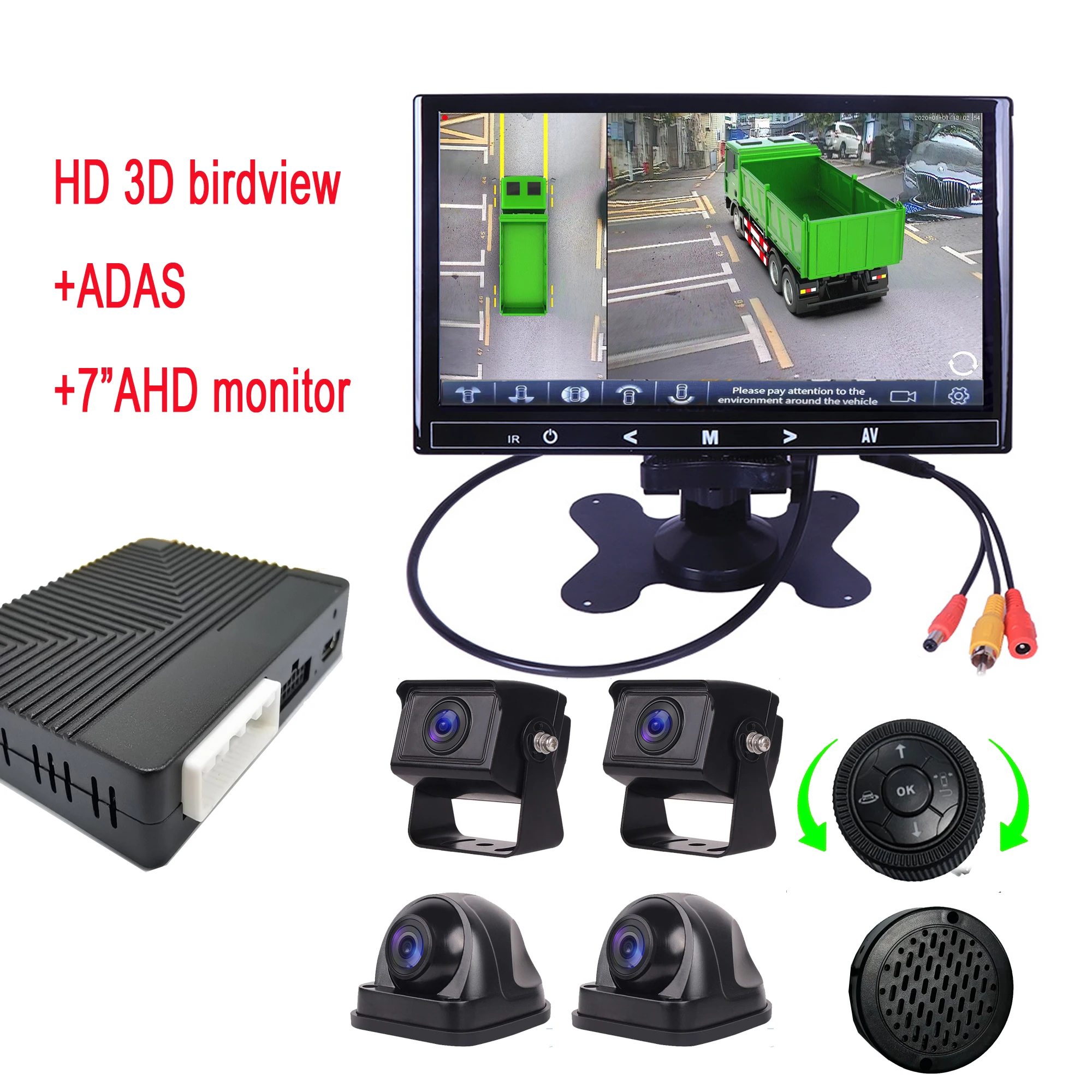 1080P AHD 3D/2D Surround View Recorder DVR 360 Bird View Panorama System Cameras for Truck Van Engineering Motorhome