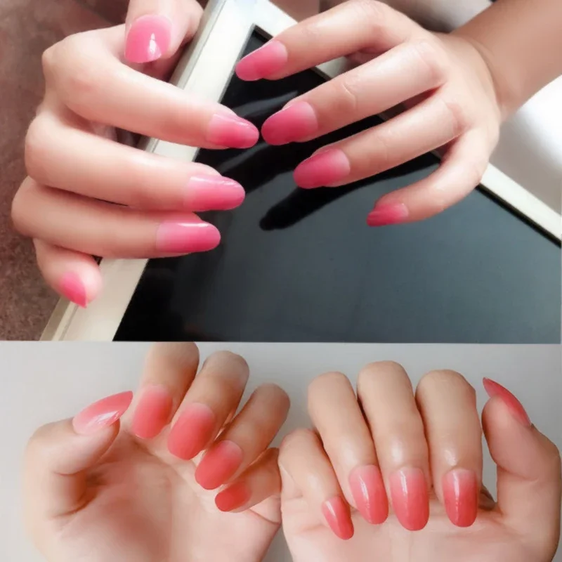 Anime Cosplay Kamado Nezuko rosa unha falsa, unhas artificiais