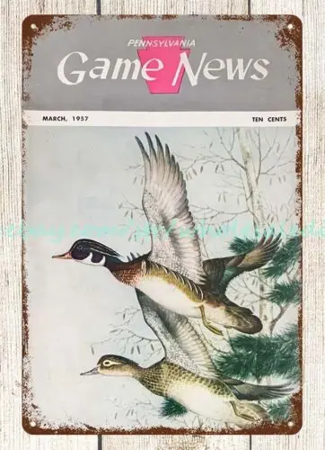 1957 mallard duck Pennsylvania Game News metal tin sign nostalgic room wall art