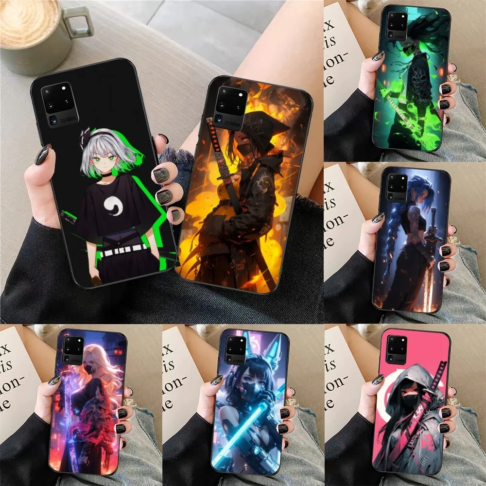 Weapon Sword Girl Mobile Cell Phone Case for Samsung Galaxy S24 S23 S22 S21 S10 S9 S8 Plus Ultra Black Soft Phone Cover Funda