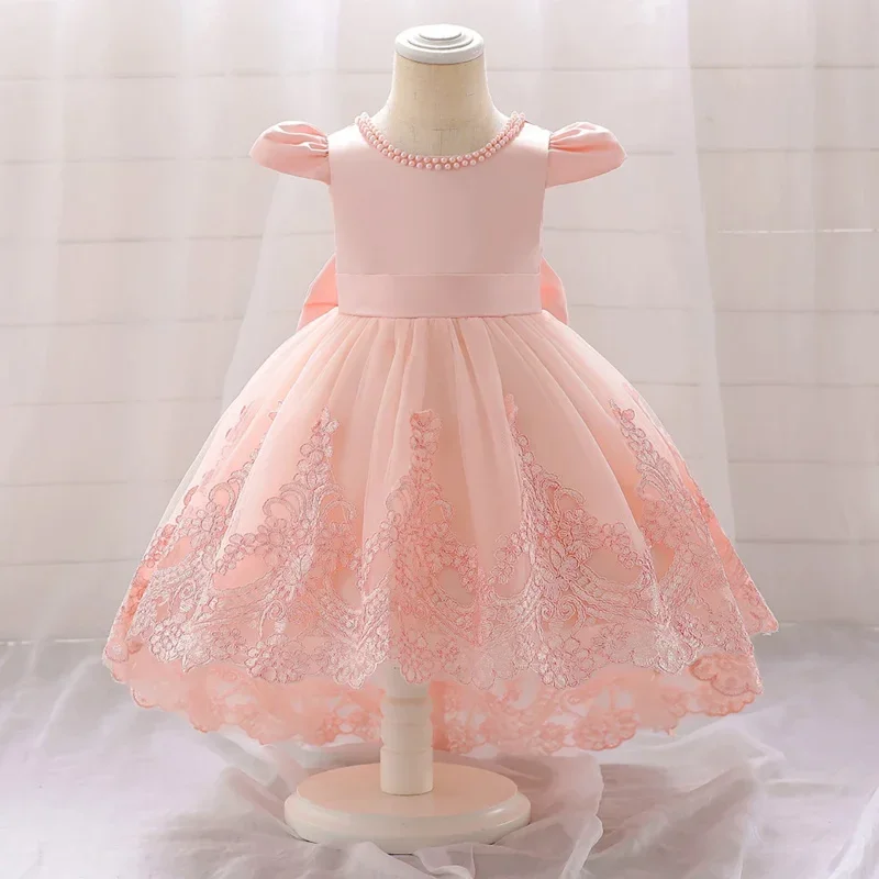 Cosdea Baby Girls Birthday Princess Dress Toddler Clothes Infant Bowknot Lace Flower Girl Party Dresses Kids Trailing Wedding Pr