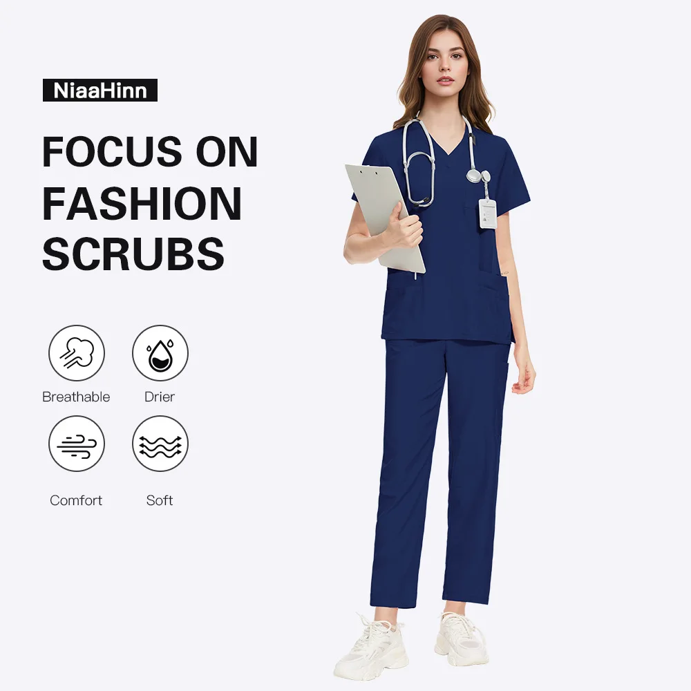 Ensemble de blouses d'hôpital, uniformes médicaux XXL, uniforme d'infirmière, hauts de gommage extensibles avec pantalons, vêtements de travail de pharmacie et de santé unisexe, nouvelle collection