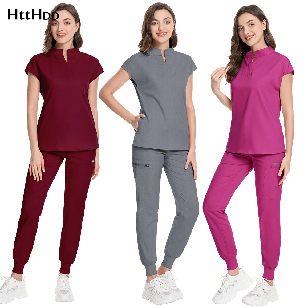 

Elastic Scrubs Clothes Medical Experiments Beauty Salons Dentists Hospital Work Clothes Sets Nursing and Cleaning WorkWear Women