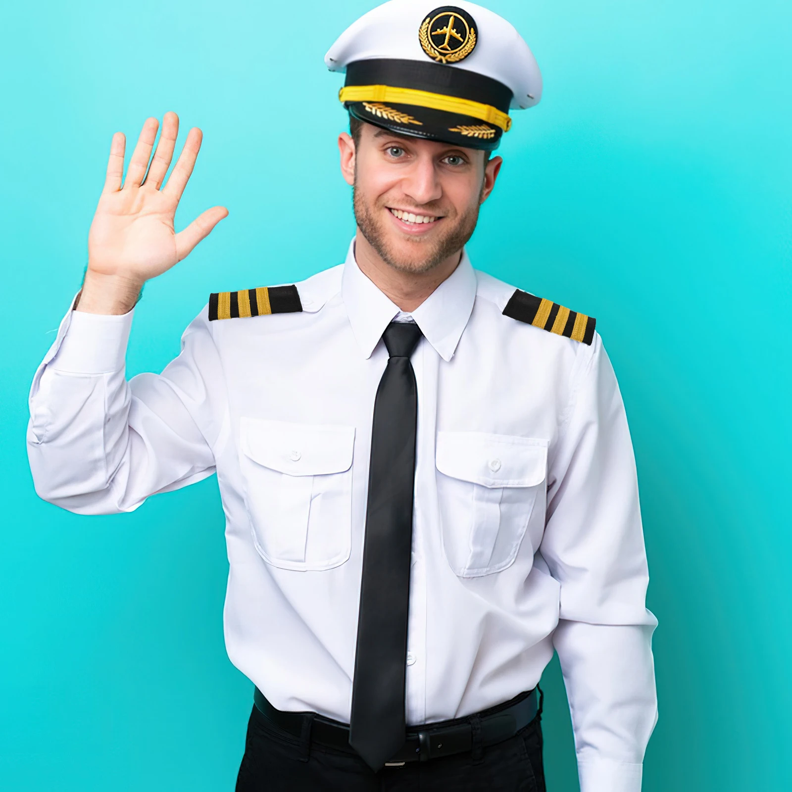 

1 Pair Pilot Shoulder Boards Stripes Epaulets Uniform Accessories Aviation Captain Cosplay Party Performance Props Indian