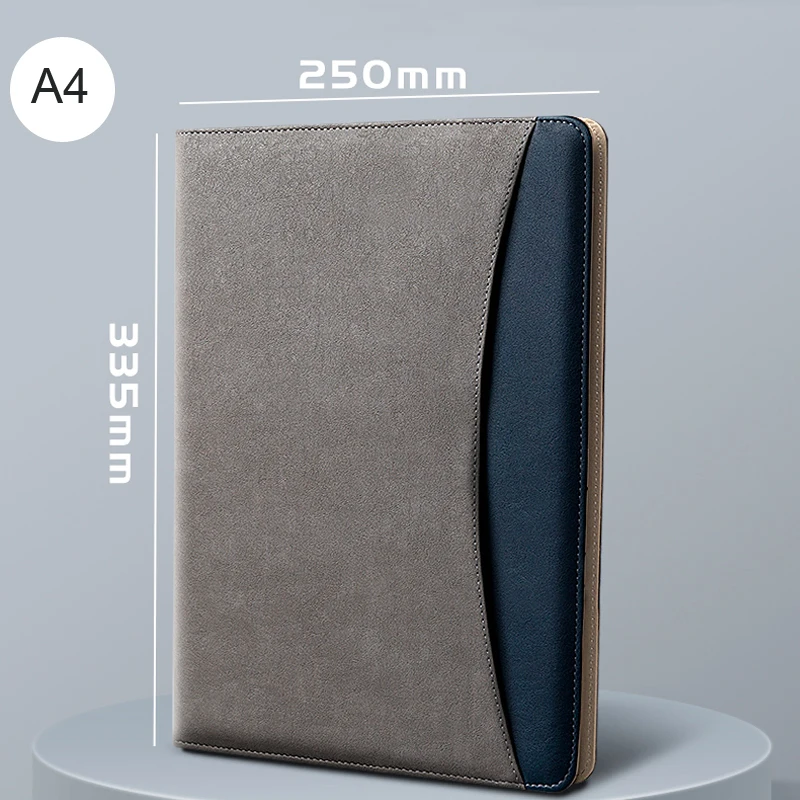 A4 PU Leather Business Portafolios File Folder for Document Clipboard Meeting Data Paper Organizer Color Splice Office Supply