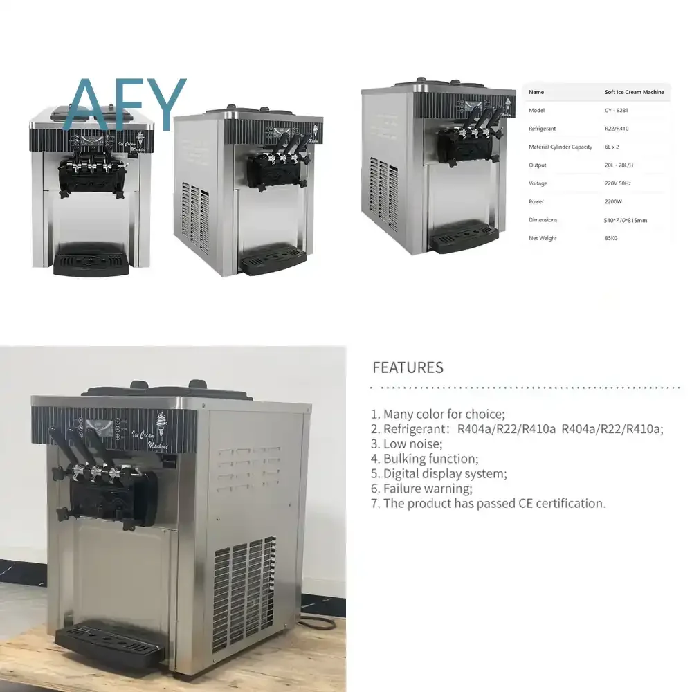 Desktop Soft Ice Cream Machine Single Nozzle for Commercial Industrial Self Service Use Standing Frozen Dessert Equipment for