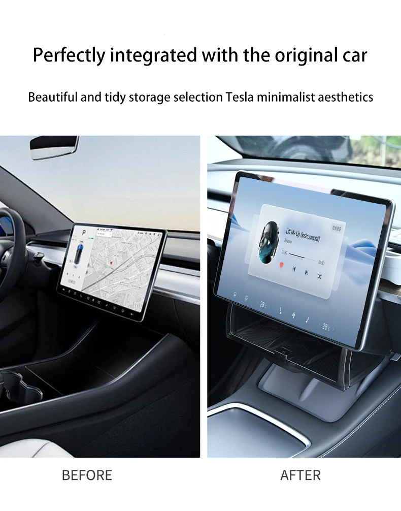 For Tesla Model 3 Y Highland Juniper 2021-2025 Hidden Screen Storage Magnetic Opening And Closing Hidden Large Space Storage Box