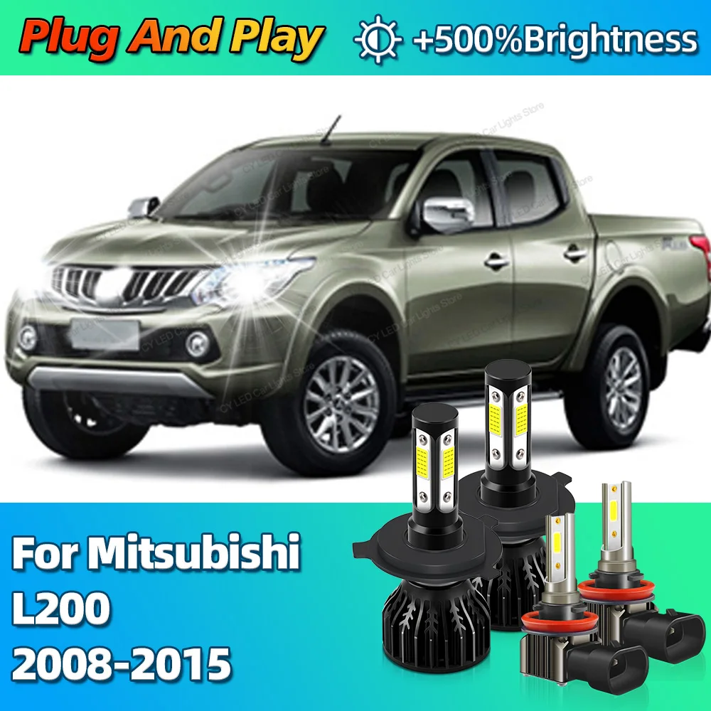 Turbo 30000Lm bombillas LED para faros de coche luces CANBUS H4 HiLo Beam H11 lámpara antiniebla para Mitsubishi L200 2008 2009 2010 2011 2012-2015