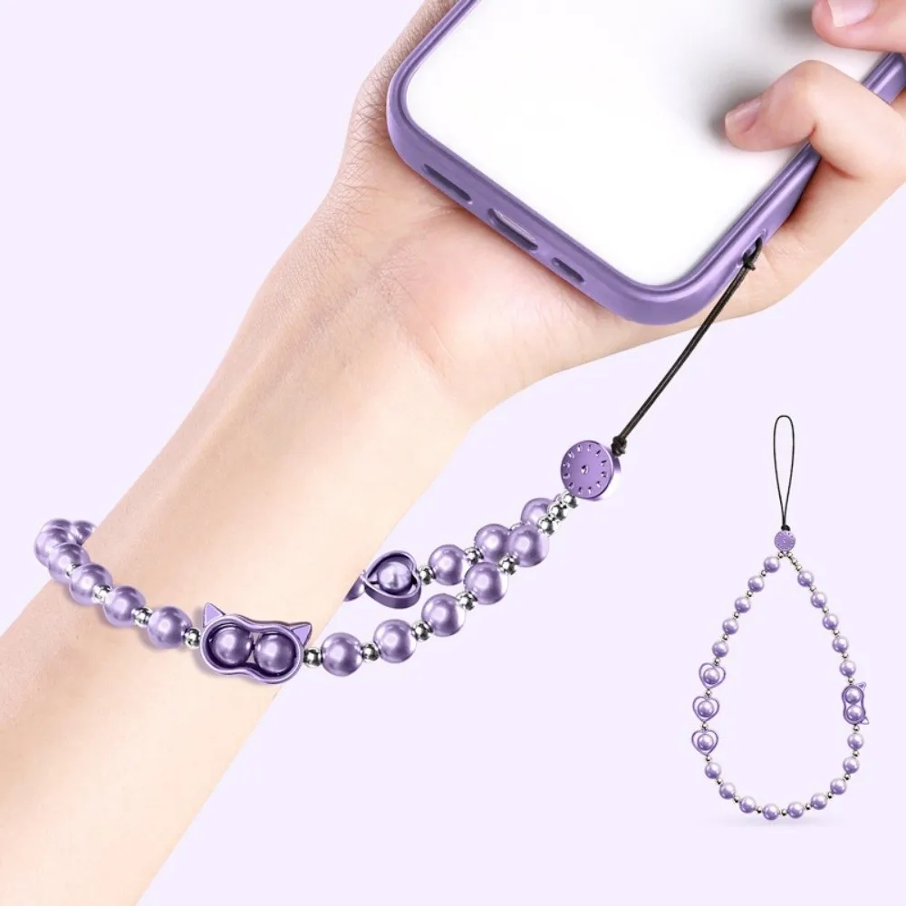 

Бисерный ремешок для телефона «Кошачий глаз», ручной работы, с жемчугом, цепочка на запястье, защита от потери, шарм для телефона, рождественский подарок