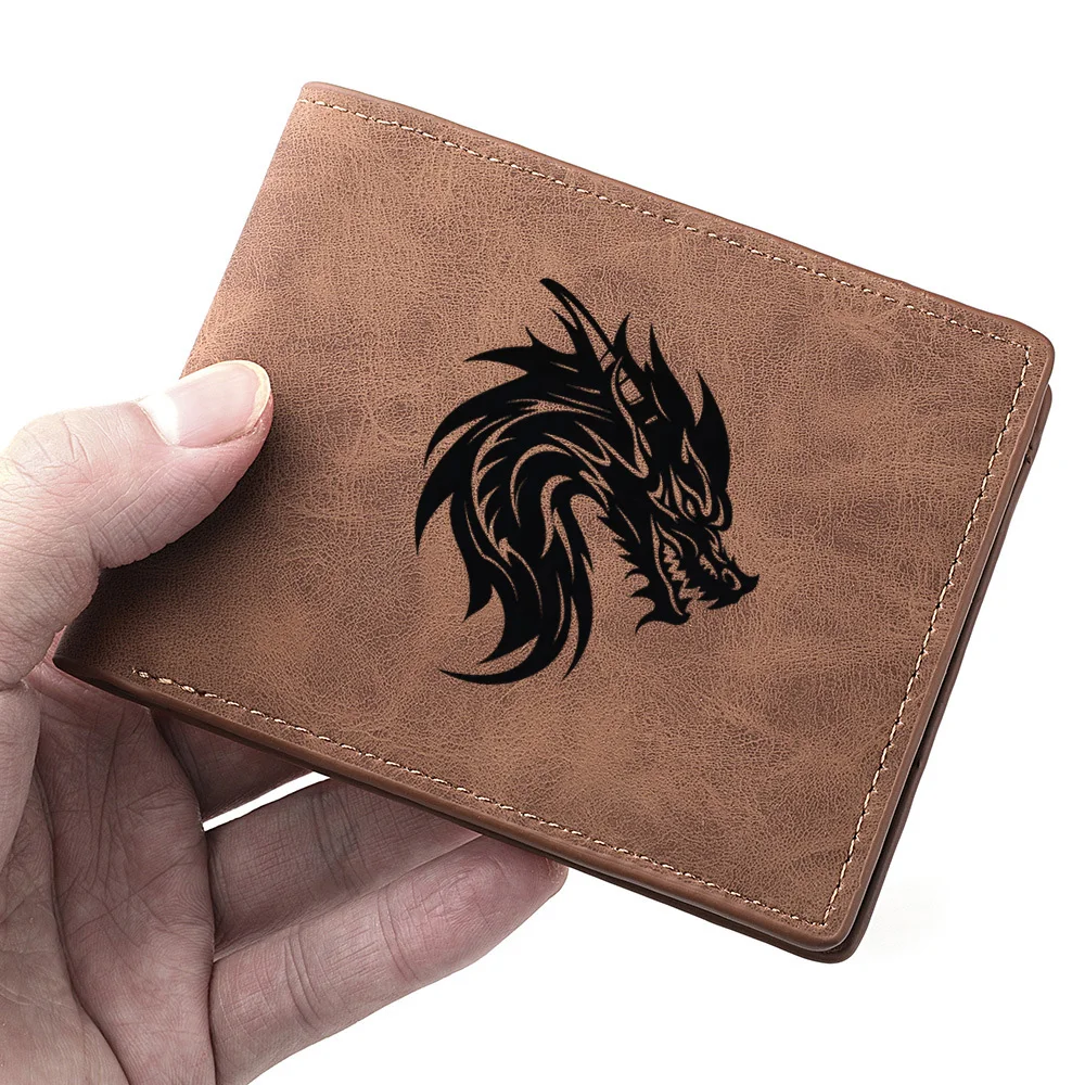 محفظة رجالية قصيرة مصنوعة من جلد البولي يوريثان وسحاب للعملات المعدنية وحامل أموال أمريكي عتيق