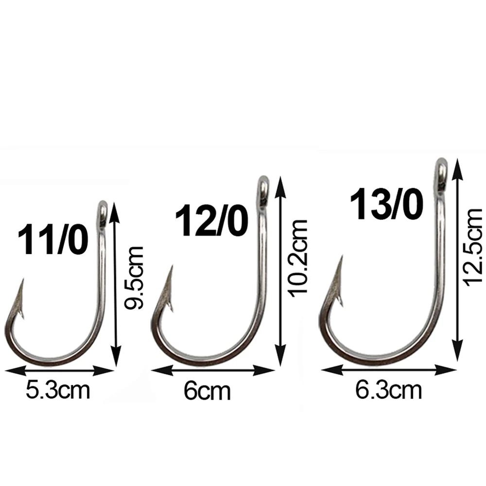 JSM 5 Stück 7691 Edelstahl Big Game Angelhaken 4X Hai-Thunfisch-Lebendköder-Angelhaken Große Hakengrößen 5/0-13/0 – Detail 2