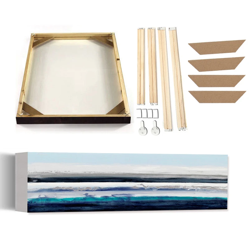 

Modern Abstract Art Canvas Oil Painting with Frame Colorful Stroke Texture Vintage Nordic Poster Prints Wall Picture Home Decor