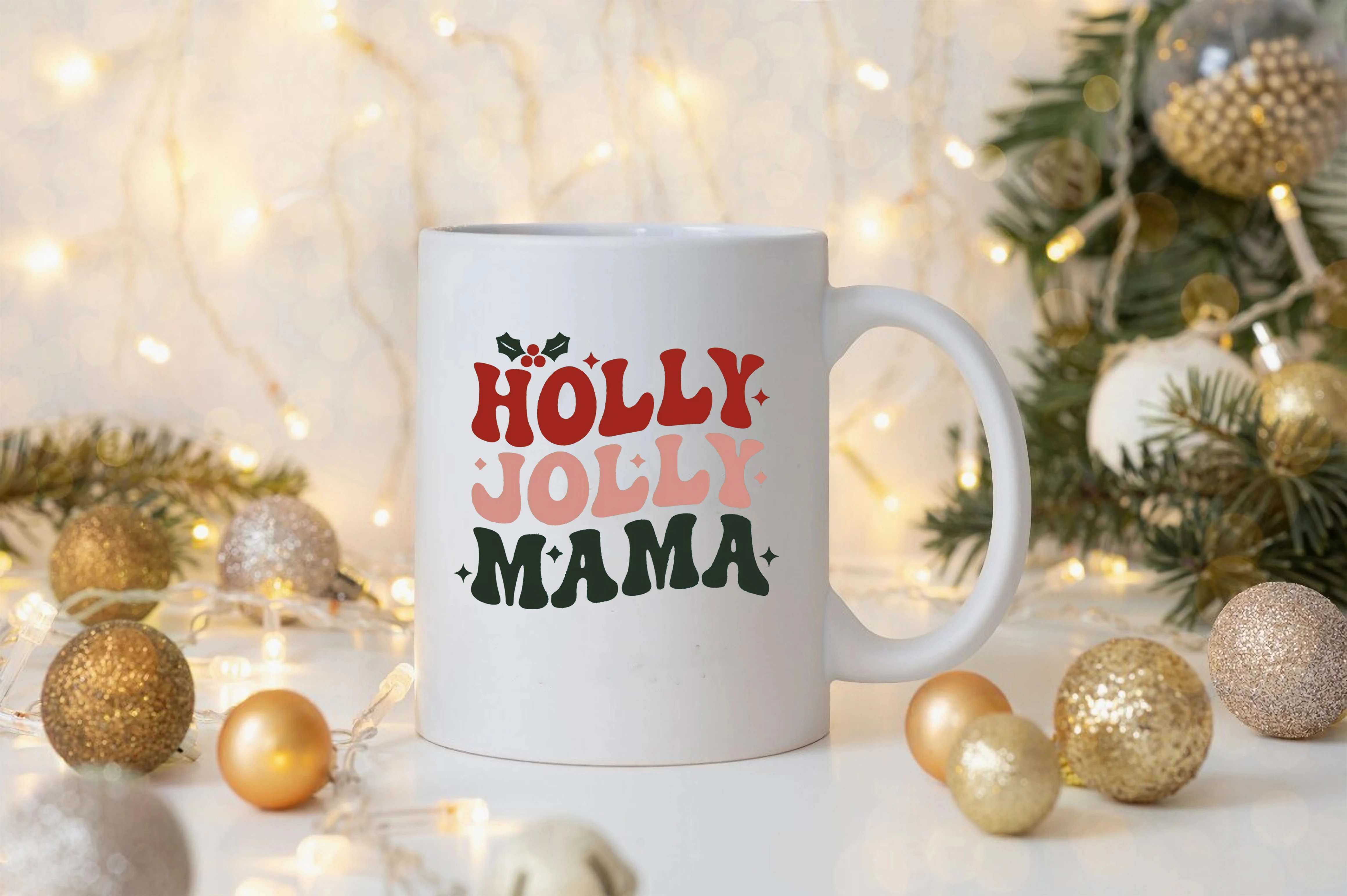 Holly Jolly Mama Elegant Mug Mom Christmas Gift Holly Jolly Mama Christmas Ceramic Coffee Mug For Mom Happy Christmas