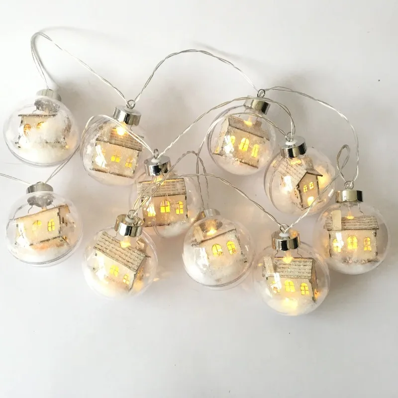 

Christmas decoration LED decorative ball light string with wooden house/snow outdoor garden party home