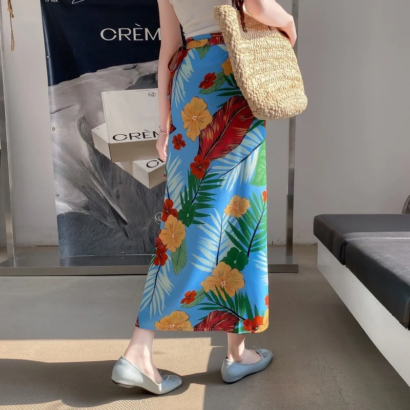 

n Sle One-Piece Wraparound Beach Skirt Print Holiday Travel Ethnic Faion Sun Protection Bodycon Floral Skirt