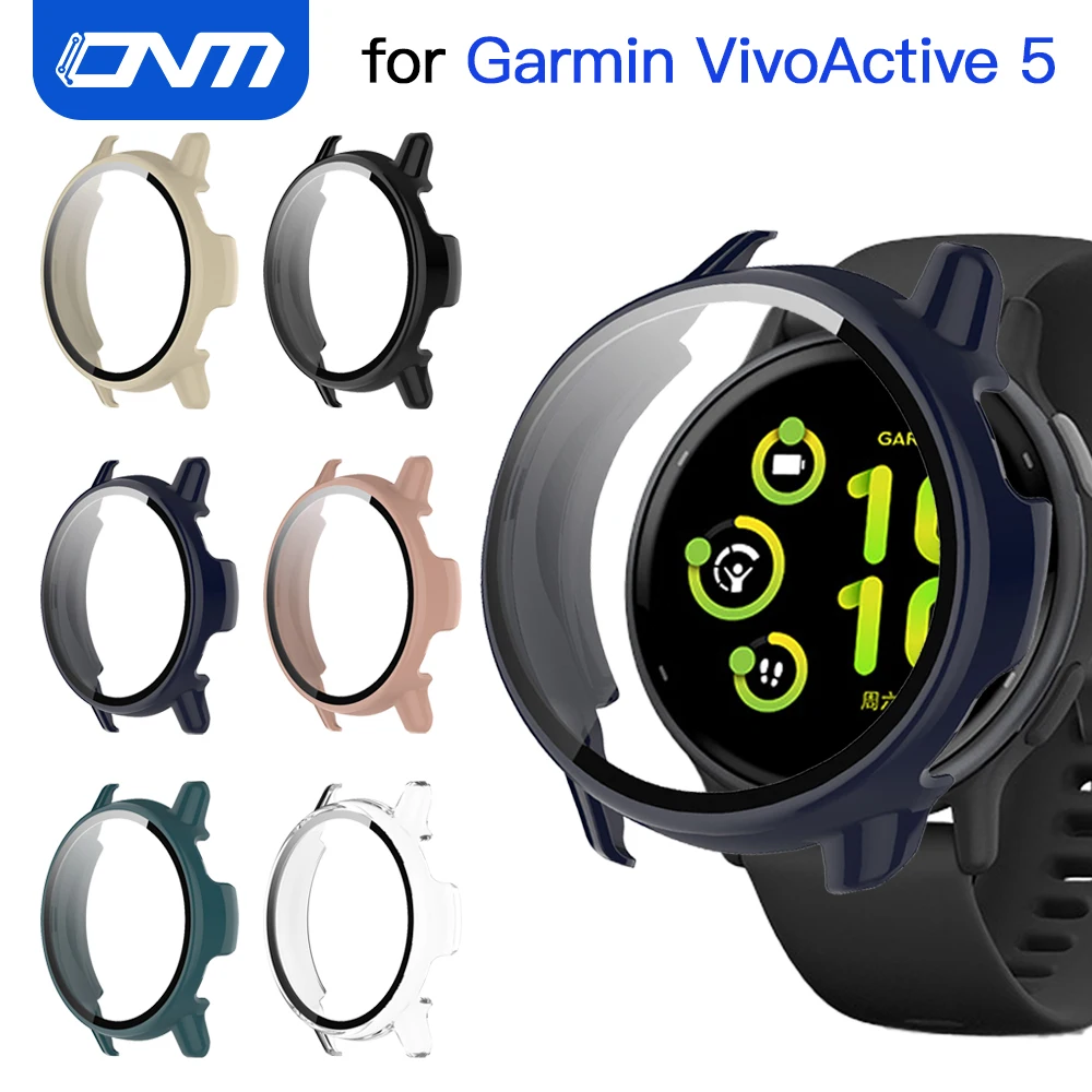 

Чехол + защитная пленка для экрана для Garmin VivoActive 5, закаленное стекло, пленка против царапин, бампер, защитный чехол, аксессуары