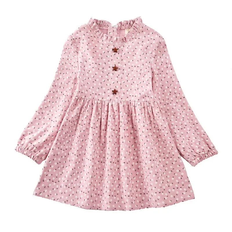 Vestido de princesa para niñas, primavera y otoño, novedad de 2024, ropa de manga larga de algodón con flores para niños, vestido de fiesta, disfraz