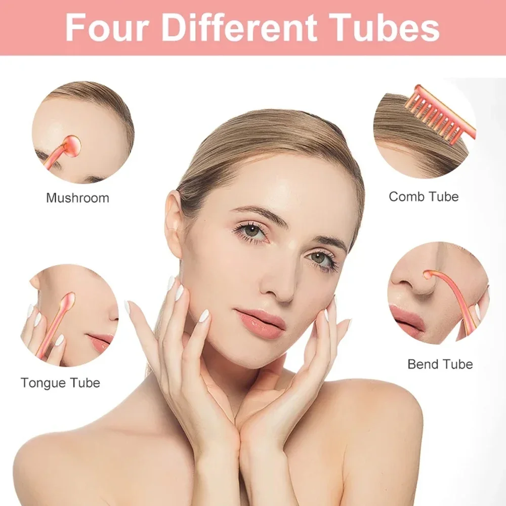 4pcs Replacement Violet Red High Frequency Electrodes Glass Tube for Facial Body Wand Acne Spot Wrinkle Removal Skin Care Beauty