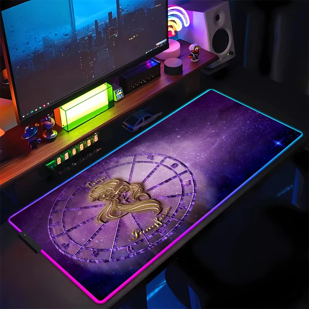 

RGB Constellation pattern oversized game mouse pad Computer keyboard Rubber non-slip luxury desk mat suitable for gaming office