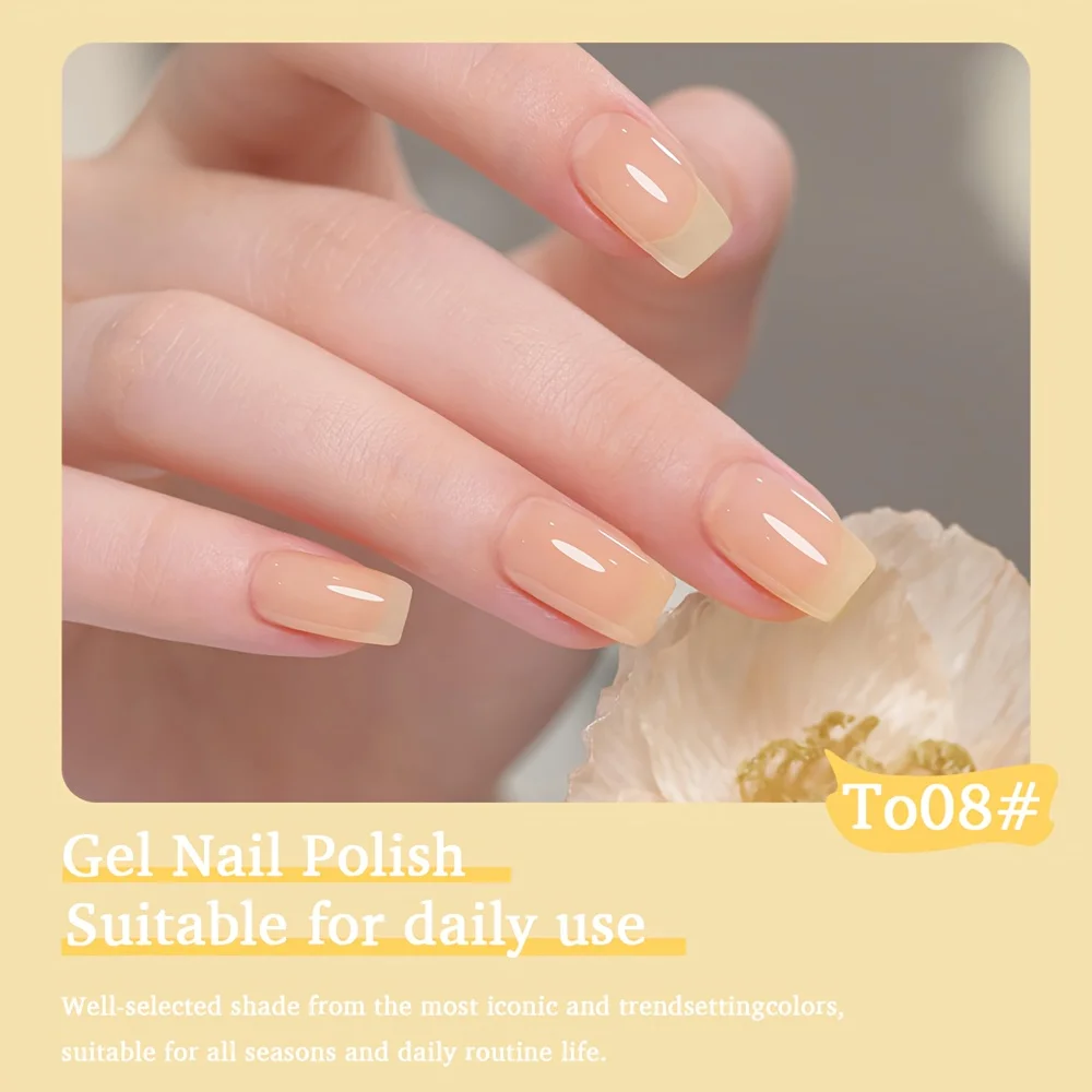 Natural Nude Plant-Based Gel Nail Polish - /LED Cured, Long-Lasting & Strong Adhesion, Halloween & Christmas