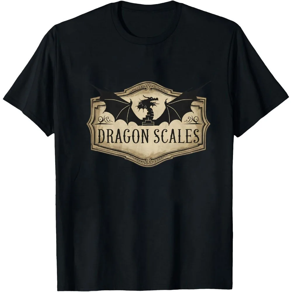 Vintage Badge Dragon Scales Black Dragon Silhouette Graphic Tees Dungeons & Dragons Men Tshirts Summer Casual Tops Short Sleeve