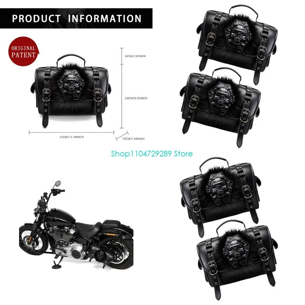 

D8KE Heavy Duty Motorcycle Side Bag with Metal Frame & Quick Release Buckles Simple Installation for Bike & Cruisers