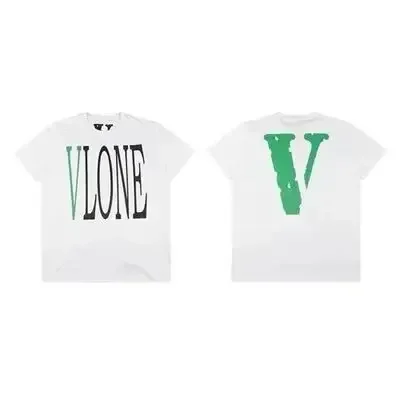 Vlone Short Sleeve T-shirt Men and Women V Country Tide Brand American High Street Retro Half Sleeve T-shirt Summer Clothes