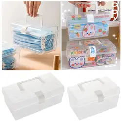 1Pcs Transparent Plastic Storage Box Sundries Stationery Mask Large-Capacity Miscellaneous Container Box Household