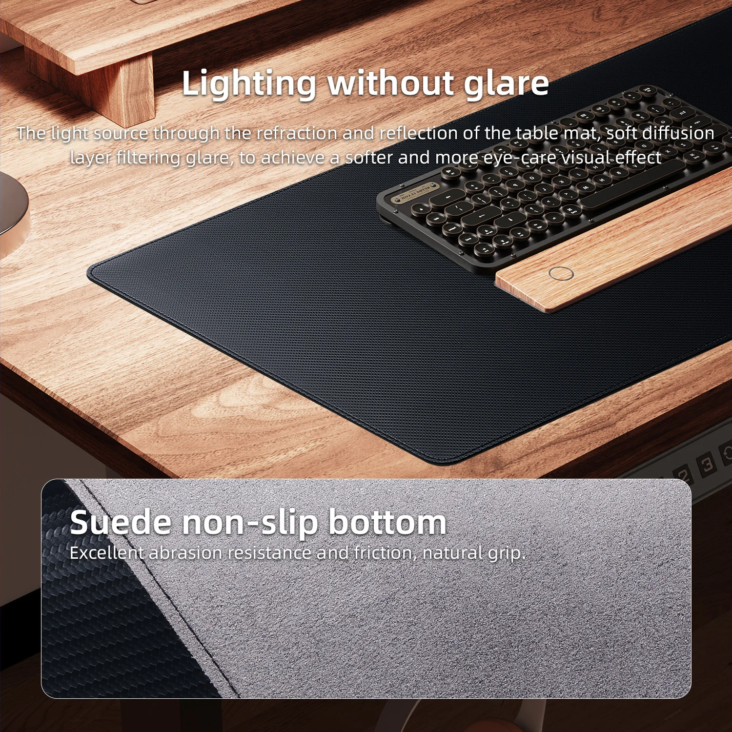 Carbon Fiber Texture Leather Desk Pad Mouse Pad Gaming Design Waterproof Large Desk Mat for Office /Home
