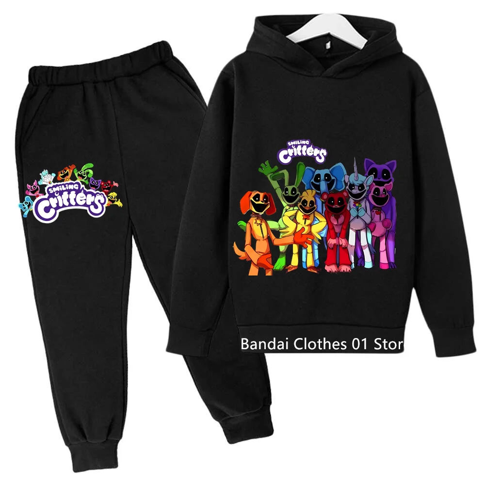 

Kids Smiling Critters Cute Cartoon Print Spring Autumn Pullover Hoodie+Pants 2pcs Tracksuits 2-13 Years Boys Girls Outfits Sets