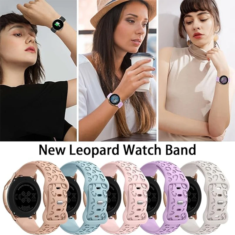 Engraved Strap For Samsung Galaxy Watch 6/4/classic/5/pro/3/Active 2 Leopard silicone Bracelet Huawei gt 2 2e 20mm watch band